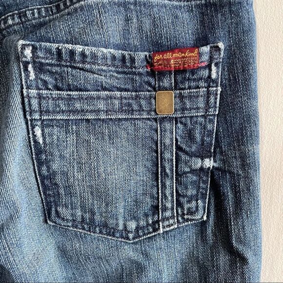 7 for all mankind ~ denim flared bell bottoms ~ size 28 ~ low rise ~ Y2K - Picture 3 of 8